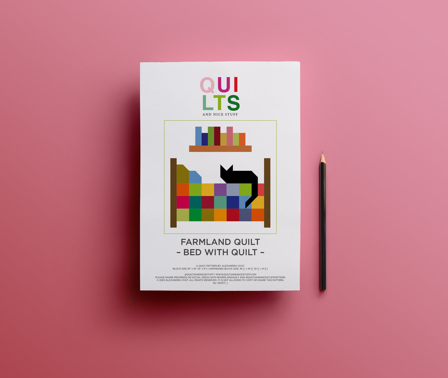Bett mit Quilt – PDF Quilt Block Anleitung