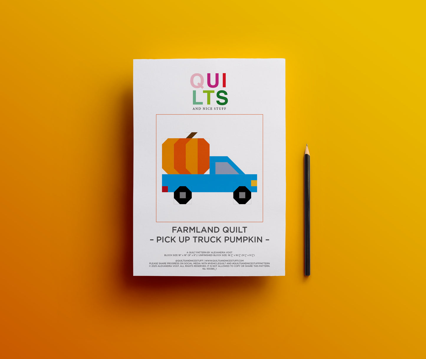 Pick-up mit Kürbis – PDF Quilt Block Anleitung