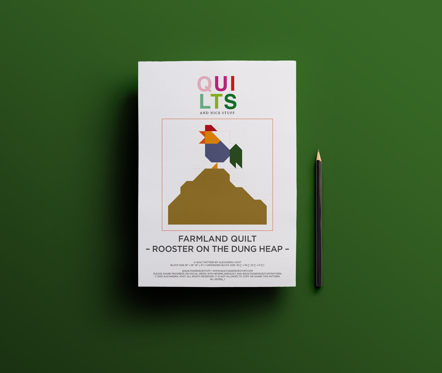 Hahn auf dem Misthaufen – PDF Quilt Block Anleitung