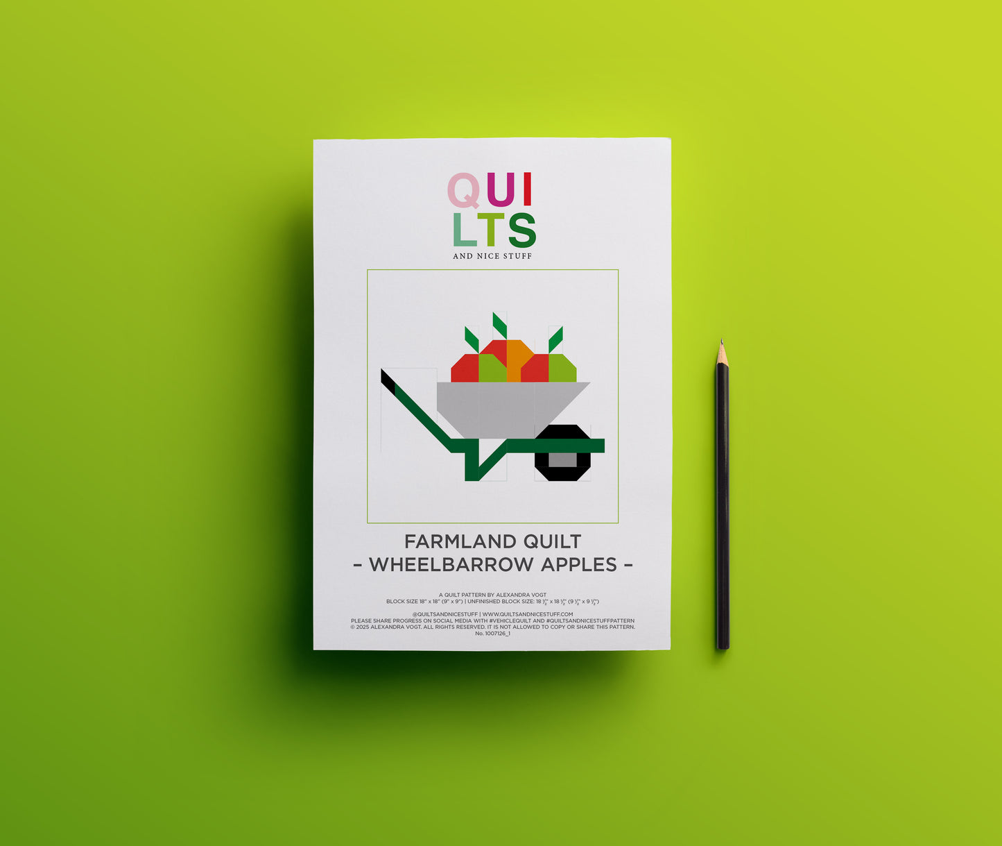 Schubkarre mit Äpfeln – PDF Quilt Block Anleitung