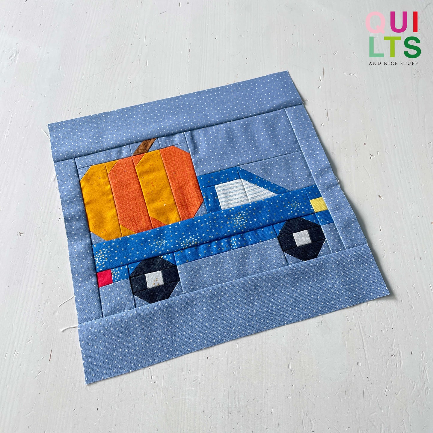 Pick-up mit Kürbis – PDF Quilt Block Anleitung