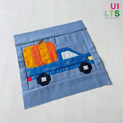 Pick-up mit Kürbis – PDF Quilt Block Anleitung