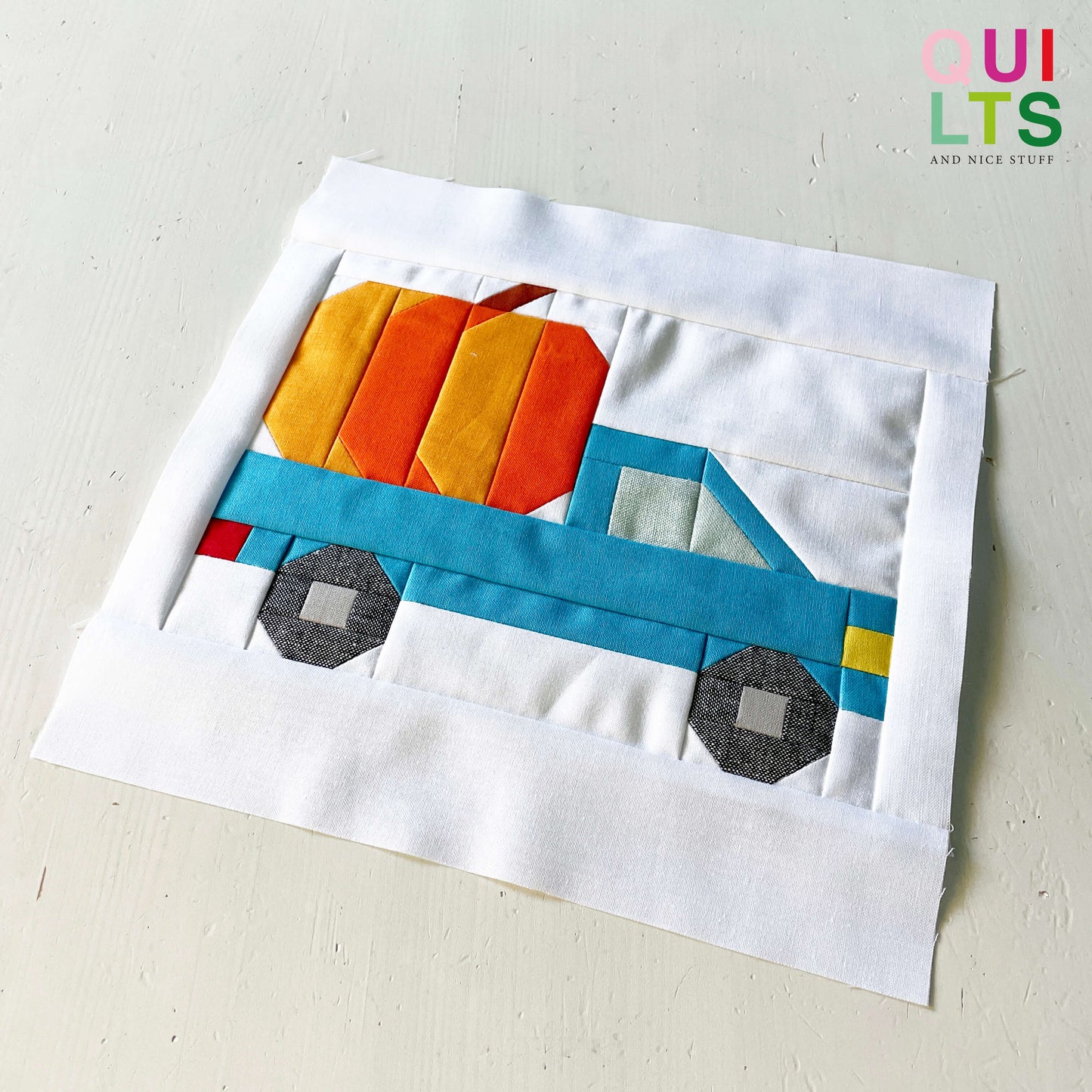 Pick-up mit Kürbis – PDF Quilt Block Anleitung