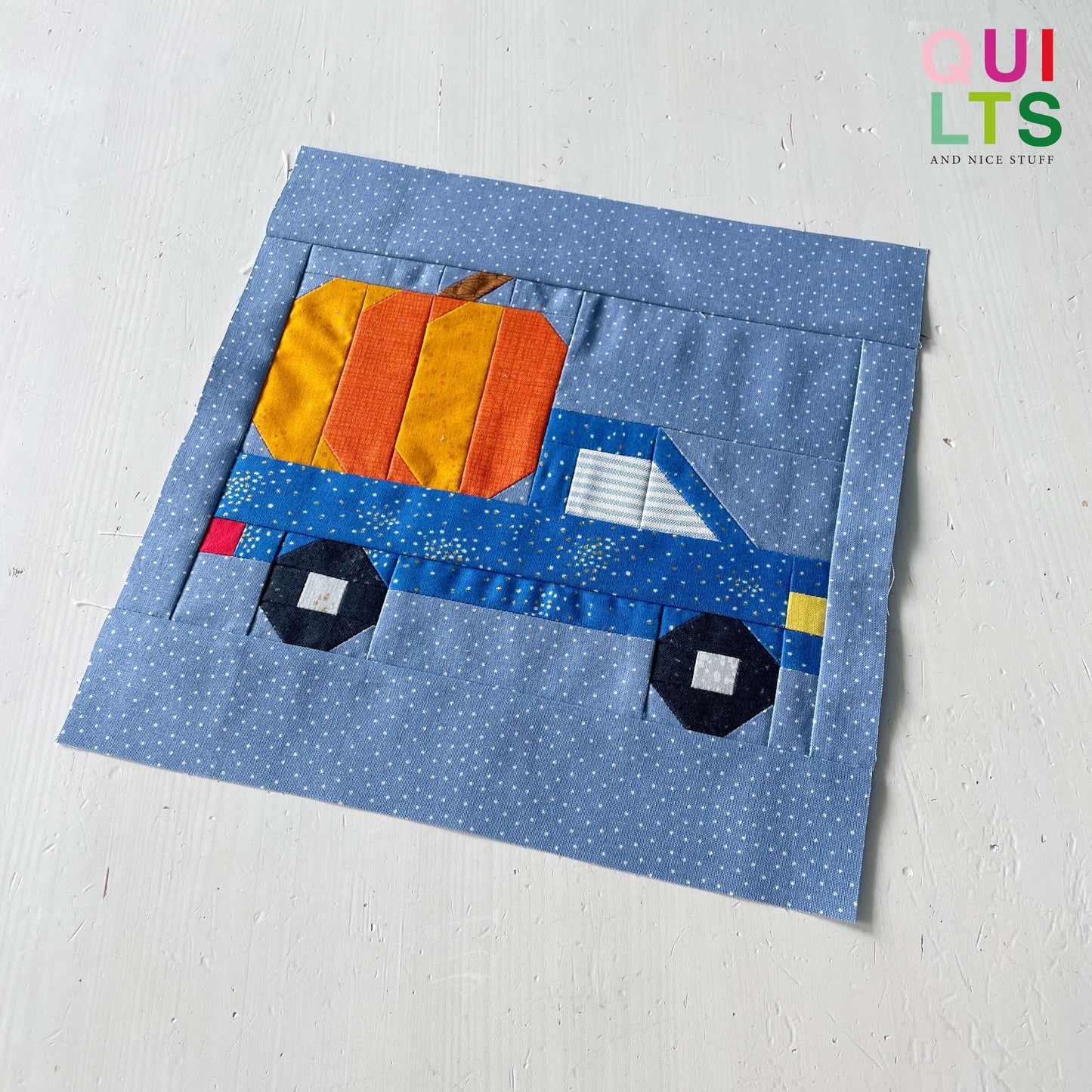 Pick-up mit Kürbis – PDF Quilt Block Anleitung