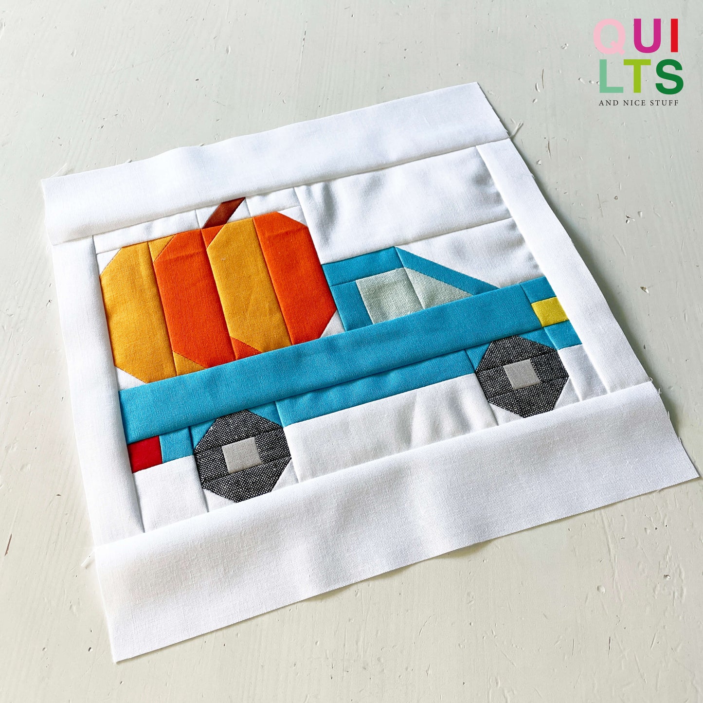 Pick-up mit Kürbis – PDF Quilt Block Anleitung
