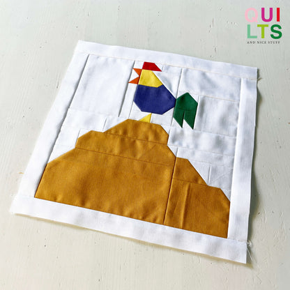 Hahn auf dem Misthaufen – PDF Quilt Block Anleitung