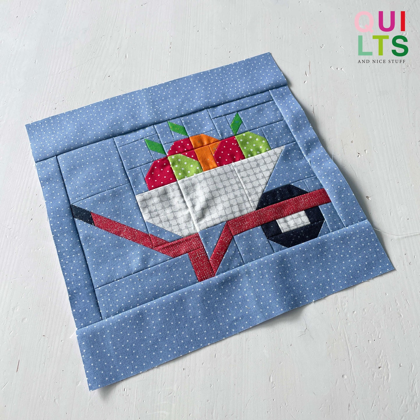 Schubkarre mit Äpfeln – PDF Quilt Block Anleitung