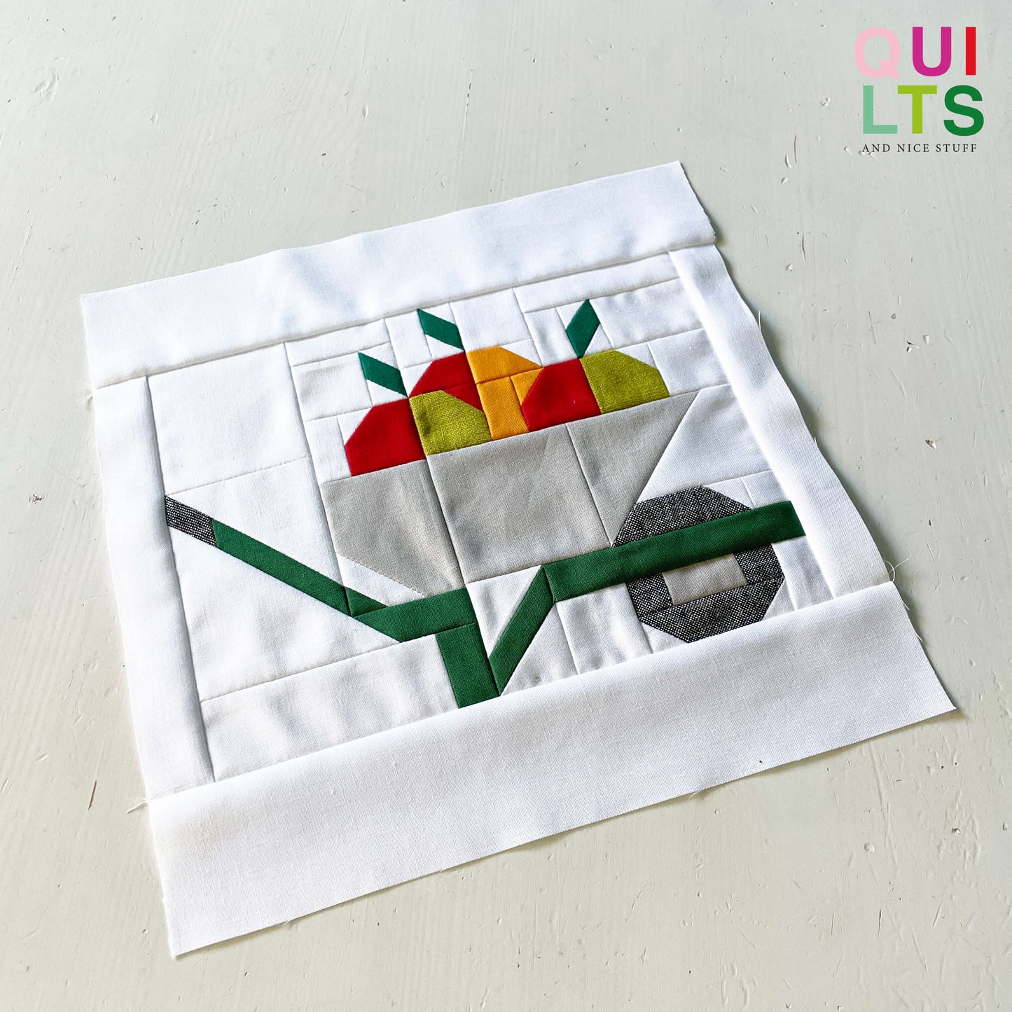 Schubkarre mit Äpfeln – PDF Quilt Block Anleitung