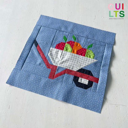 Schubkarre mit Äpfeln – PDF Quilt Block Anleitung