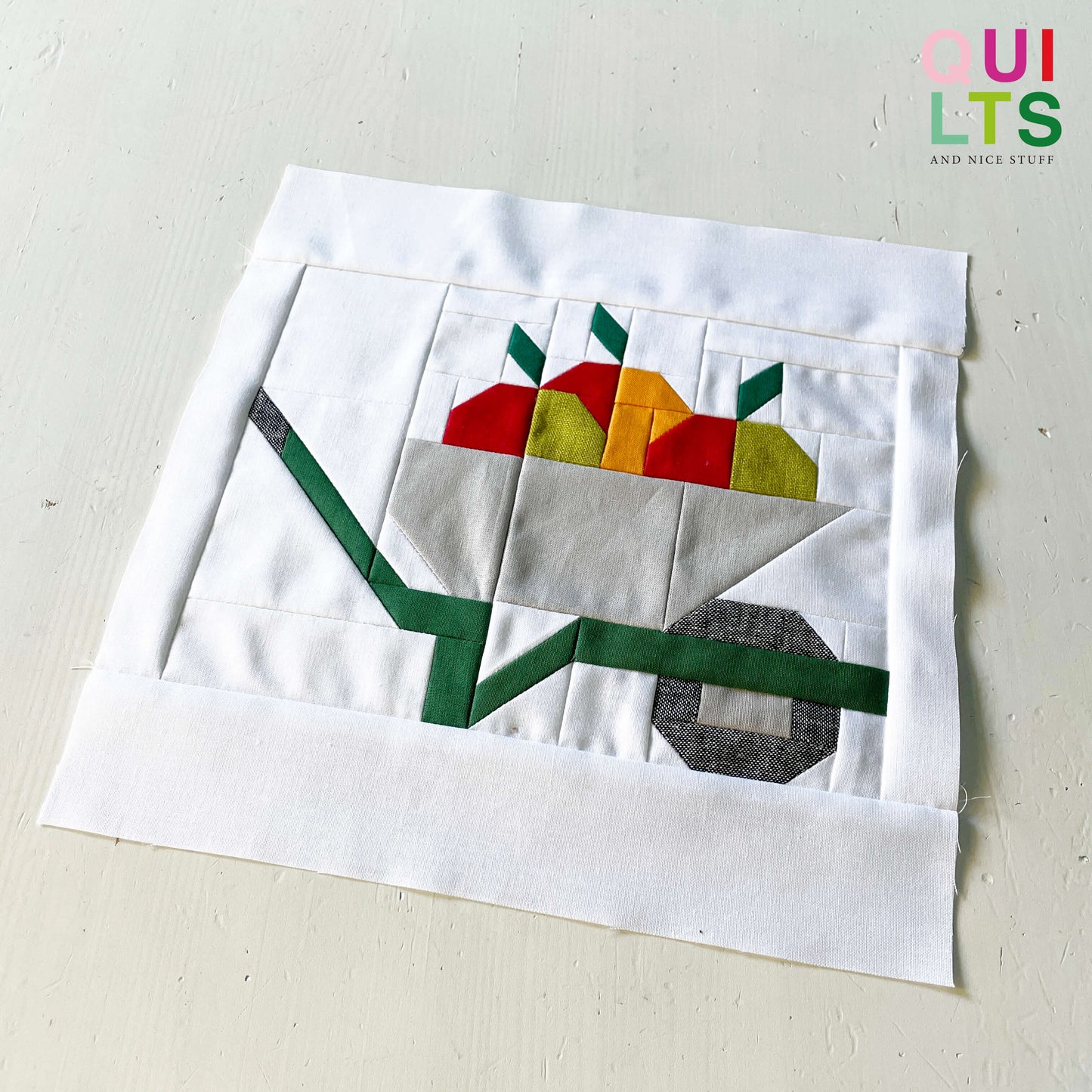 Schubkarre mit Äpfeln – PDF Quilt Block Anleitung