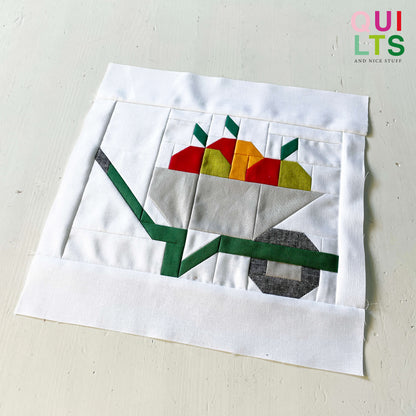 Schubkarre mit Äpfeln – PDF Quilt Block Anleitung