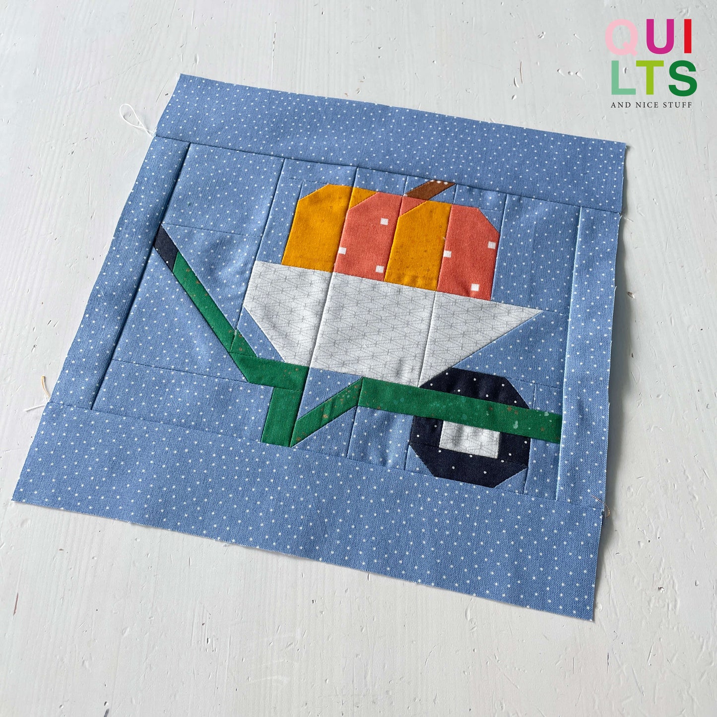 Schubkarre mit Kürbis – PDF Quilt Block Anleitung