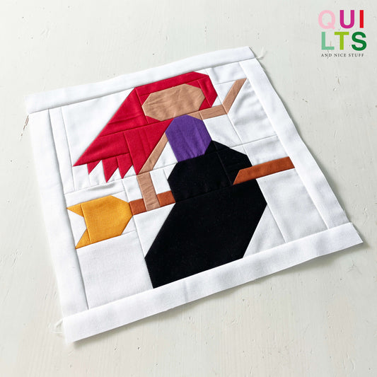 Witch on a Broom – PDF Quilt Block Pattern