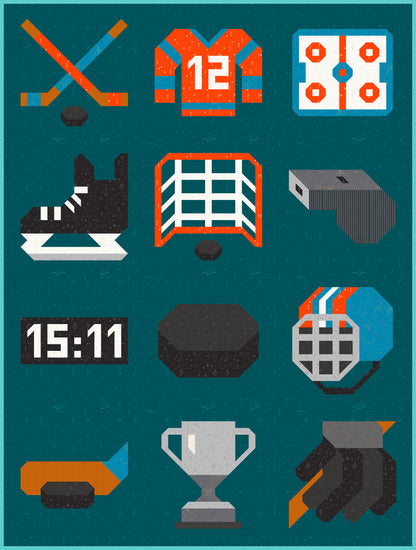 PDF Anleitungspaket – 13 Eishockey Blöcke – Sport Quilt
