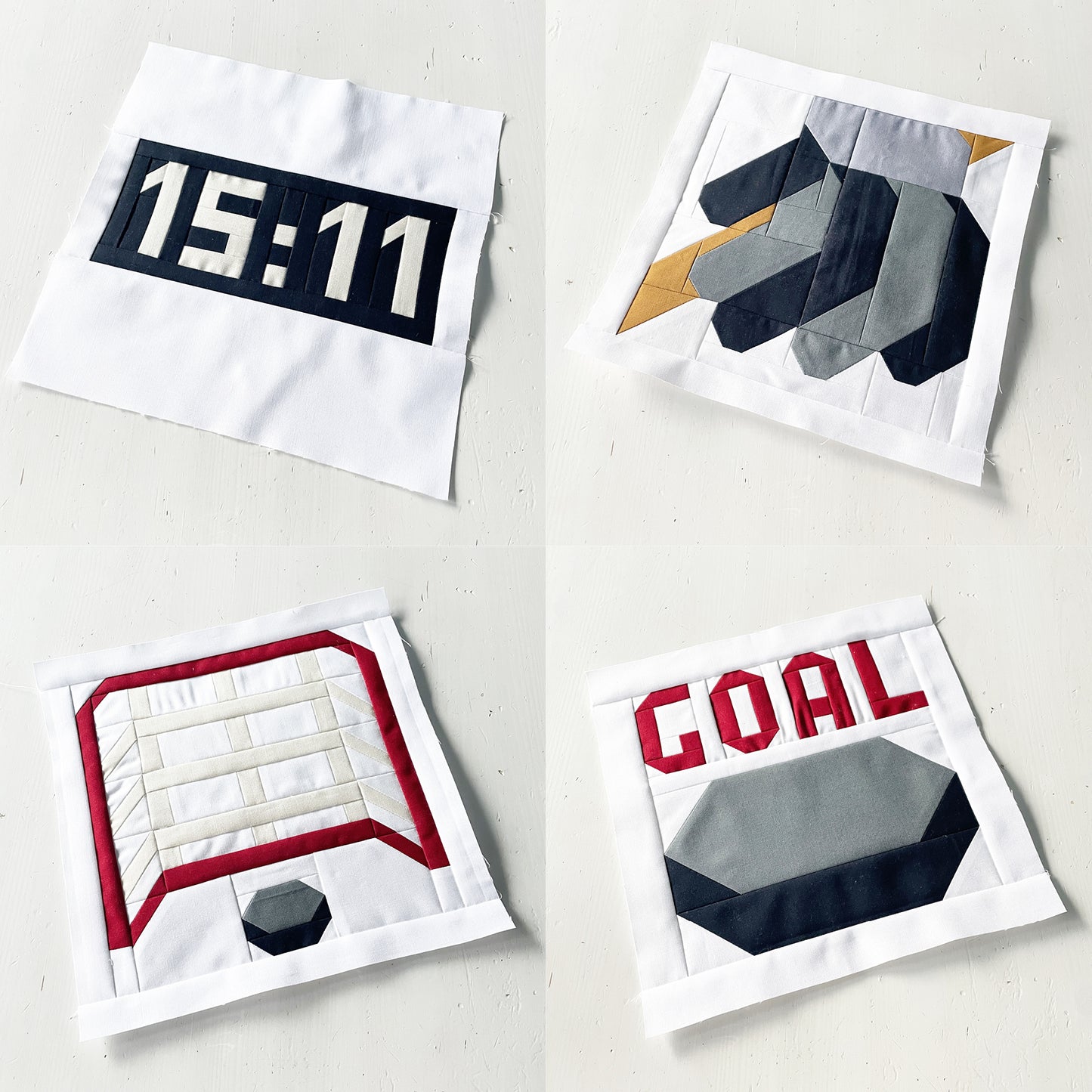 PDF Anleitungspaket – 13 Eishockey Blöcke – Sport Quilt