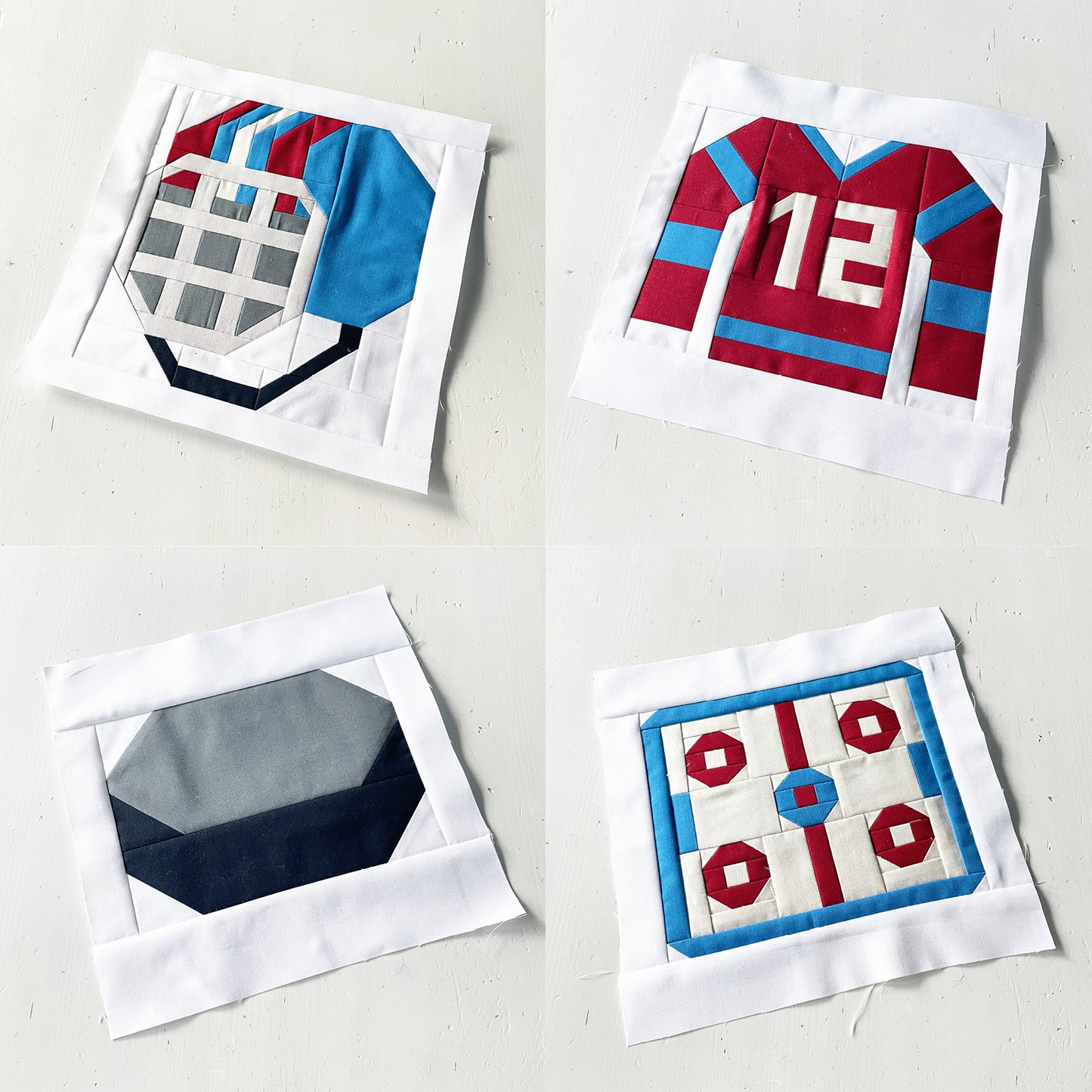 PDF Anleitungspaket – 13 Eishockey Blöcke – Sport Quilt