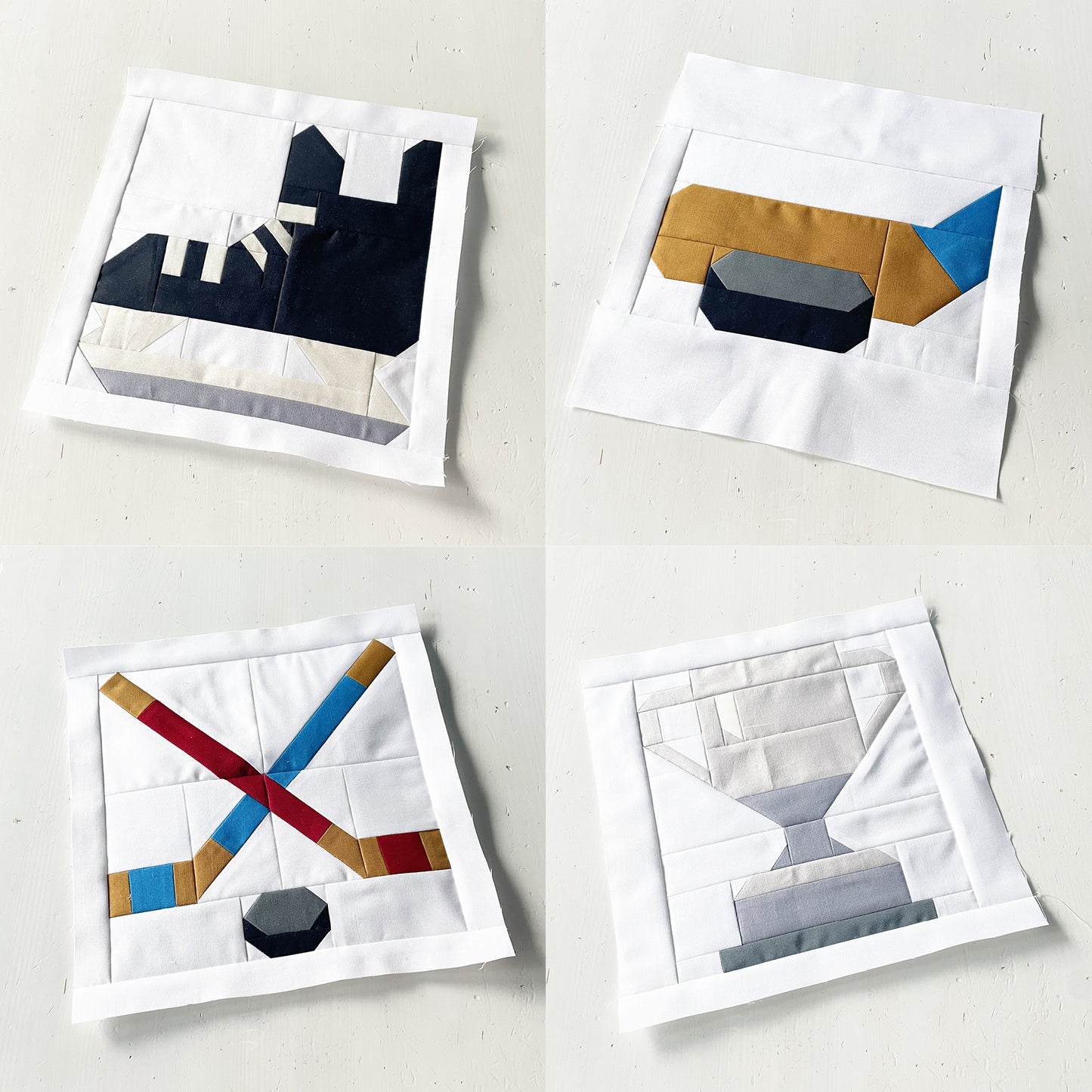 PDF Anleitungspaket – 13 Eishockey Blöcke – Sport Quilt