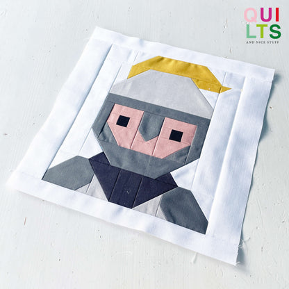 Knight with helmet – PDF Quilt Block Pattern