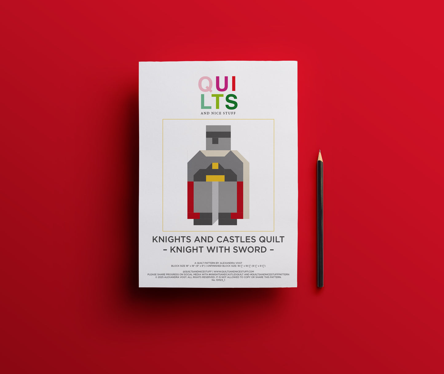 Knight with Sword – PDF Quilt Block Pattern