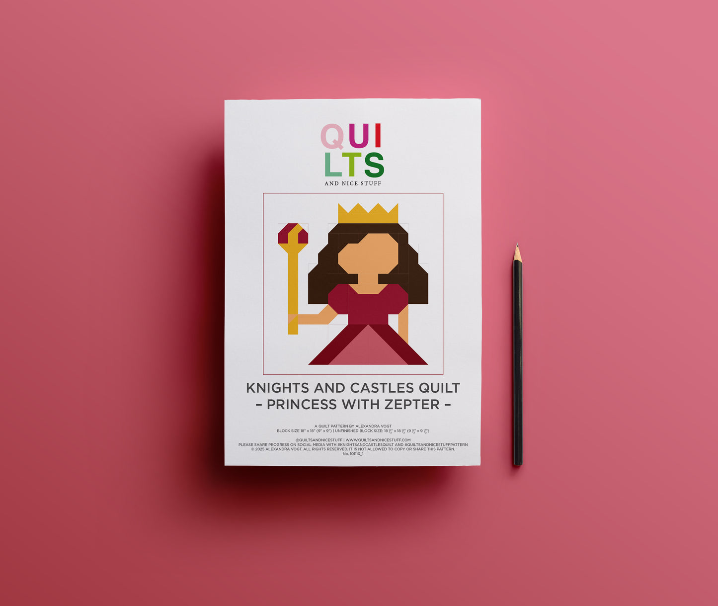 Princess with Scepter – PDF Quilt Block Pattern