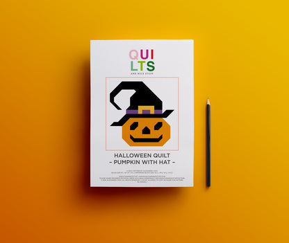 Pumpkin with hat – PDF Quilt Block Pattern