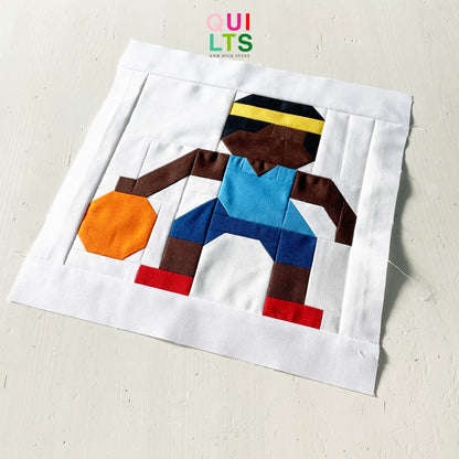 Basketball Player Drippling – PDF Quilt Block Pattern