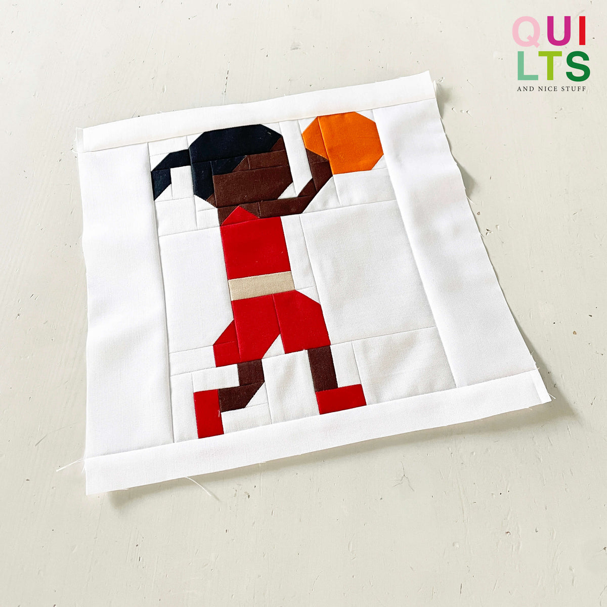Basketball Young Girl Player Throwing – PDF Quilt Block Pattern