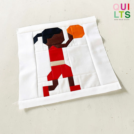 Basketball Young Girl Player Throwing – PDF Quilt Block Pattern