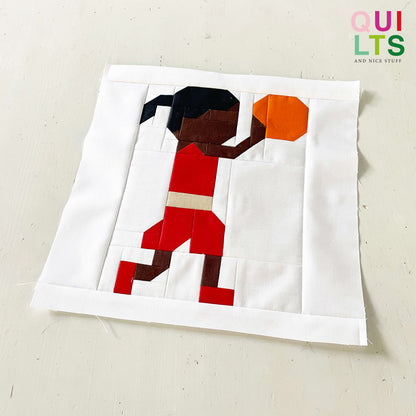 Basketball Young Girl Player Throwing – PDF Quilt Block Pattern