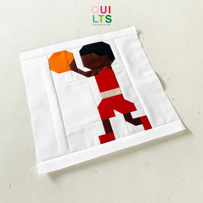 Basketball Young Player Throwing – PDF Quilt Block Pattern