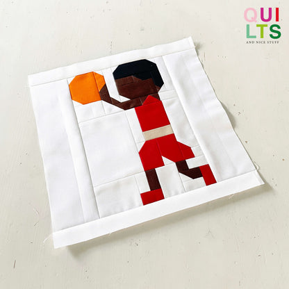 Junger Basketballspieler beim Werfen – PDF Quilt Block Anleitung