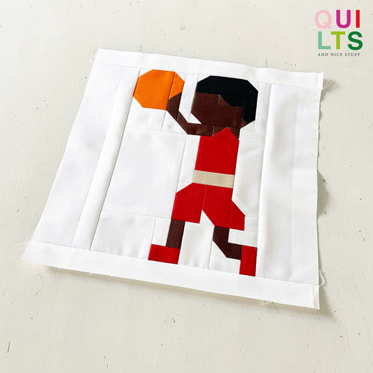 Basketball Young Player Throwing – PDF Quilt Block Pattern