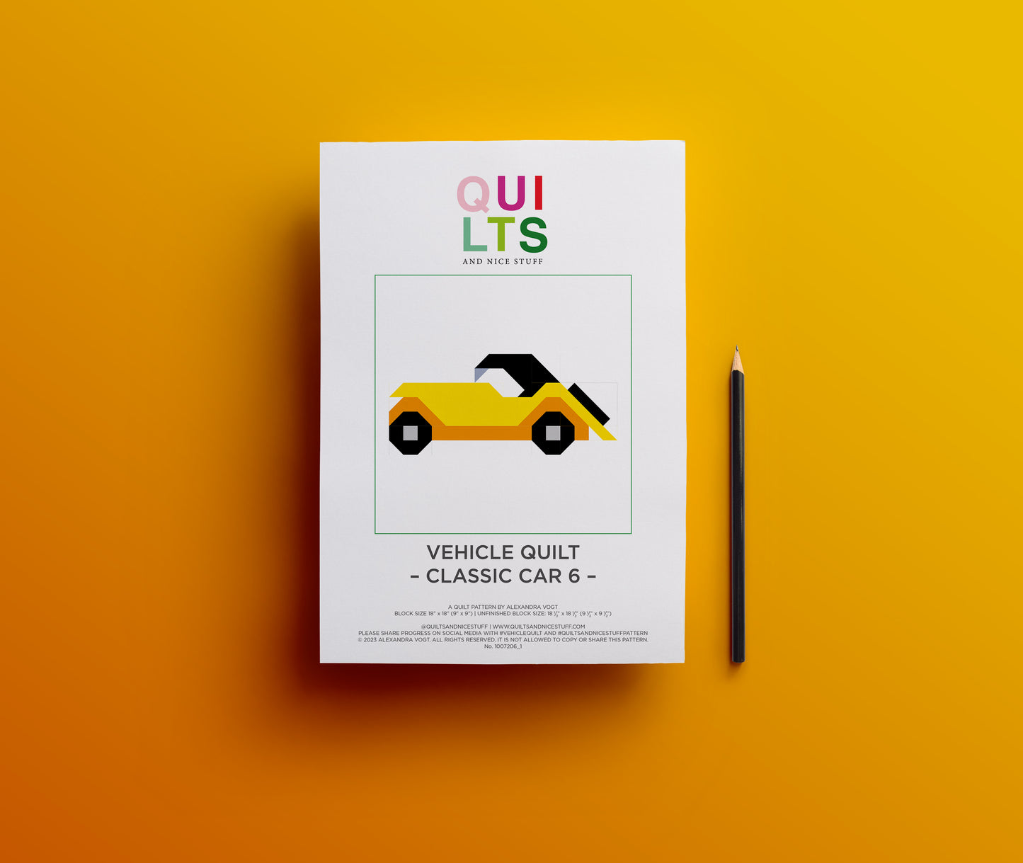 Classic Car 6 – PDF Quilt Block Pattern
