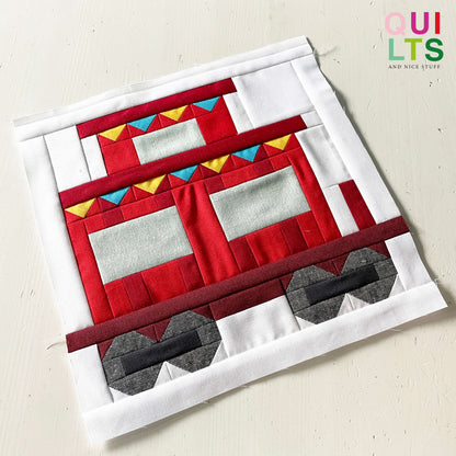 Zirkus-Schlafwaggon  – PDF Quilt Block Anleitung