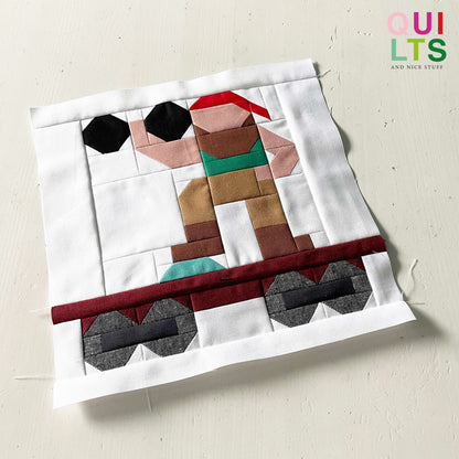 Zirkus-Gewichtheber-Waggon – PDF Quilt Block Anleitung