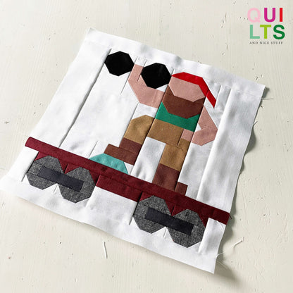 Zirkus-Gewichtheber-Waggon – PDF Quilt Block Anleitung