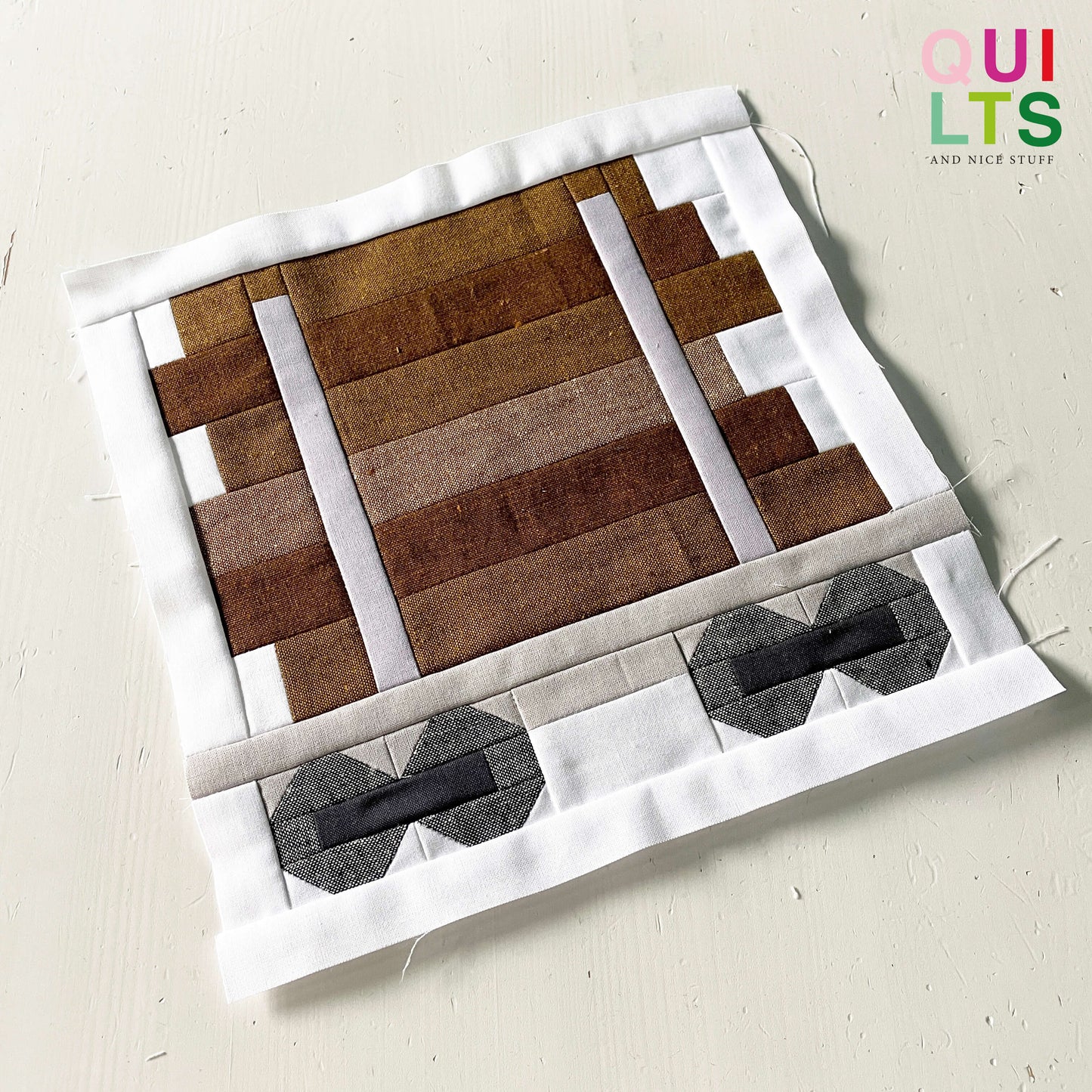 Waggon mit Baumstämmen – PDF Quilt Block Anleitung