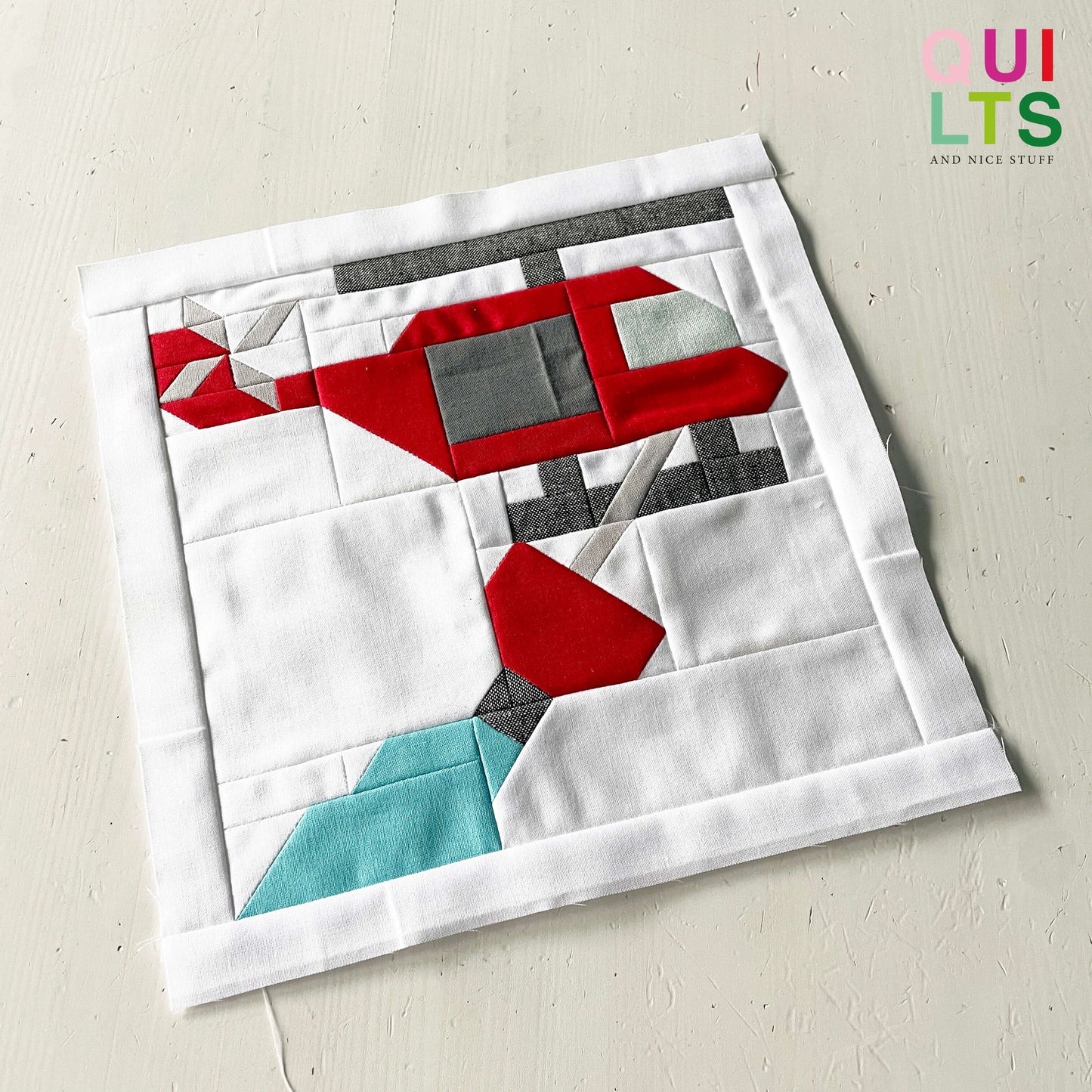 Helicopter with Water Bucket – PDF Quilt Block Pattern