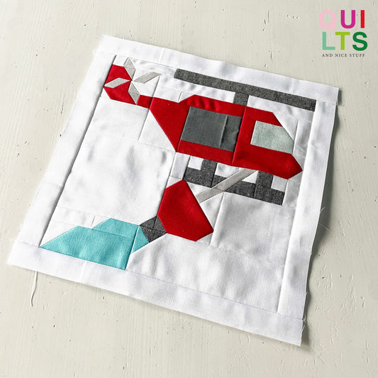 Helicopter with Water Bucket – PDF Quilt Block Pattern