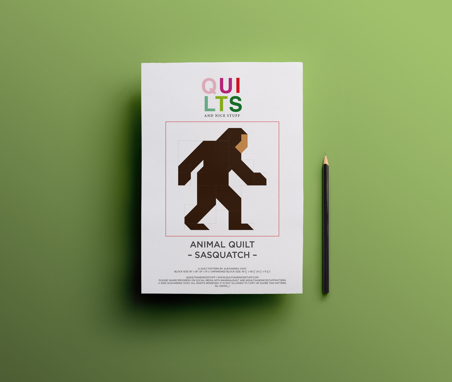 Sasquatch / Bigfoot – PDF Quilt Block Anleitung