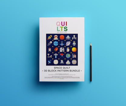 PDF Anleitungspaket – 30 Weltraum Quilt Blöcke