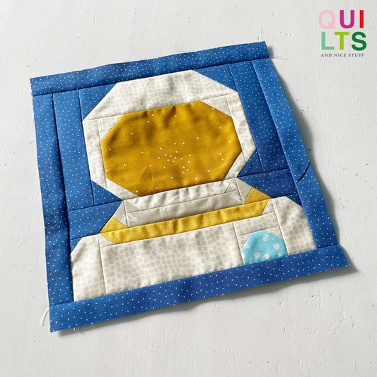 Astronautenkopf mit geschlossenem Visier – PDF Quilt Block Anleitung