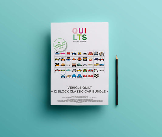 12 Classic Car Quilt Block Bundle – PDF Pattern, individual block selection