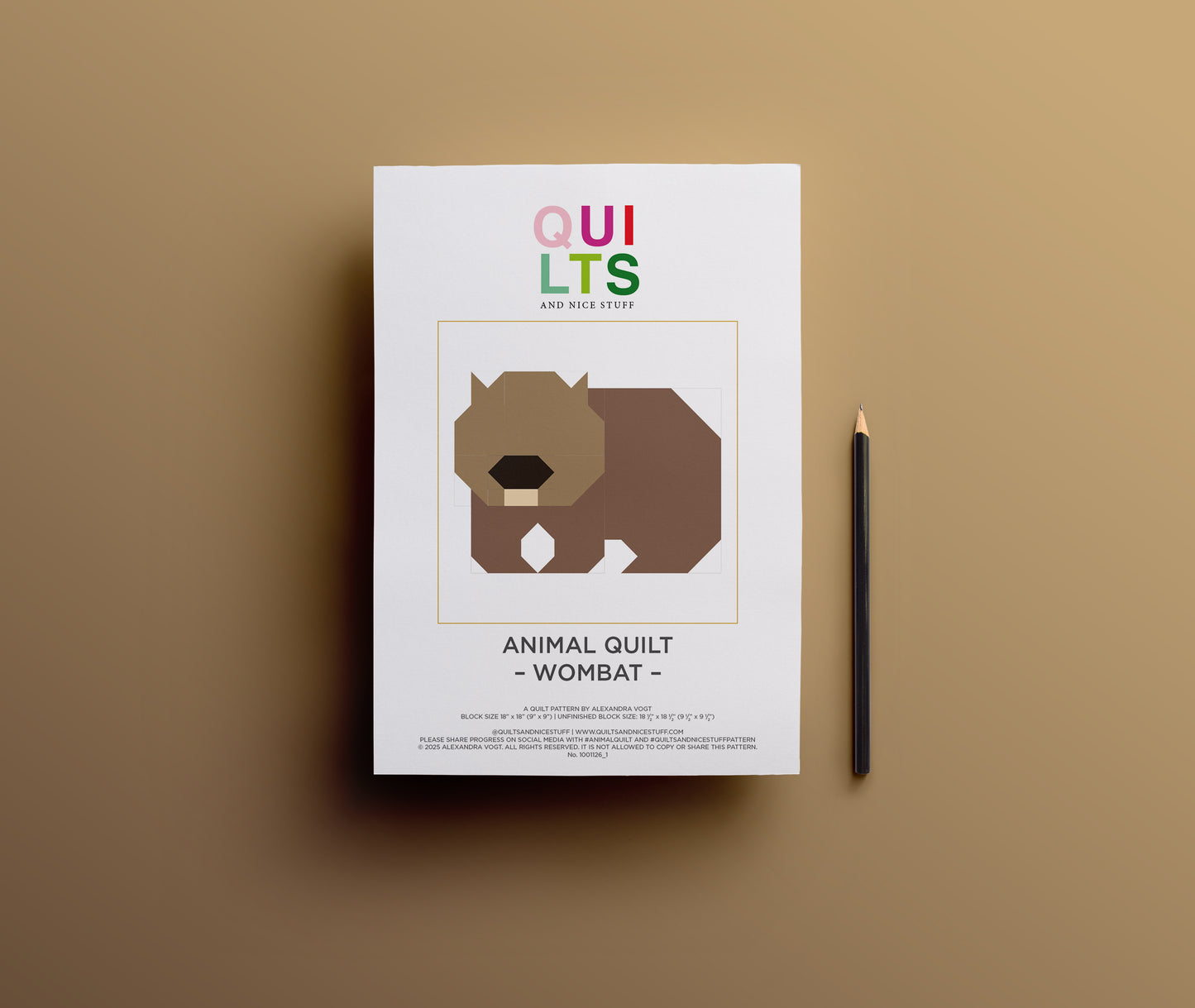 Wombat – PDF Quilt Block Anleitung
