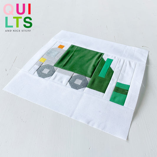 Müllabfuhr mit Tonne – PDF Quilt Block Anleitung