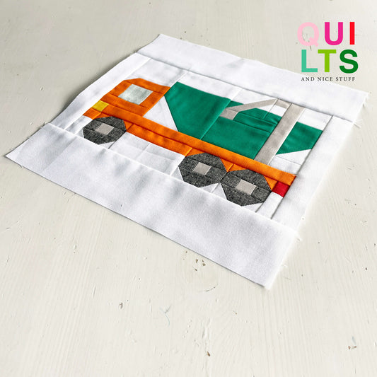 Schuttcontainer-LKW – PDF Quilt Block Anleitung